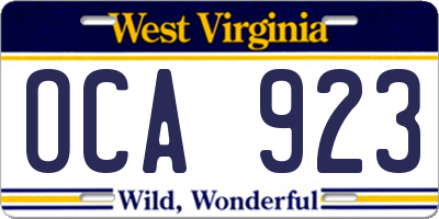 WV license plate OCA923