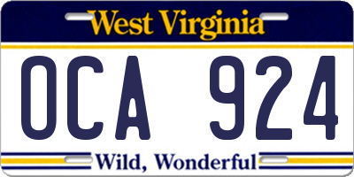 WV license plate OCA924