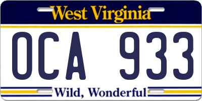 WV license plate OCA933