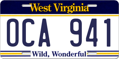 WV license plate OCA941
