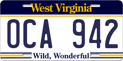WV license plate OCA942