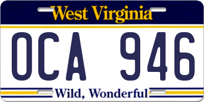 WV license plate OCA946