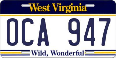 WV license plate OCA947