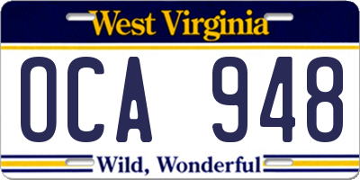 WV license plate OCA948