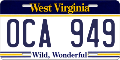 WV license plate OCA949