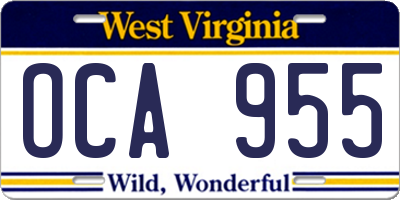 WV license plate OCA955