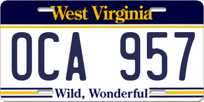 WV license plate OCA957