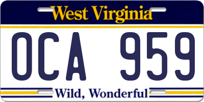WV license plate OCA959