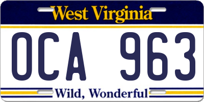 WV license plate OCA963