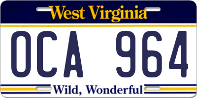 WV license plate OCA964