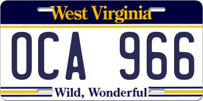 WV license plate OCA966