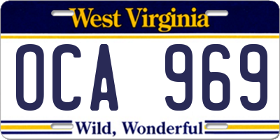 WV license plate OCA969