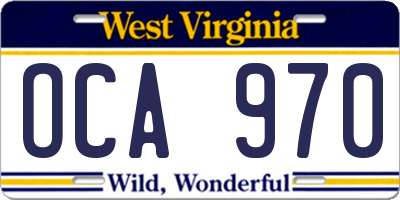 WV license plate OCA970