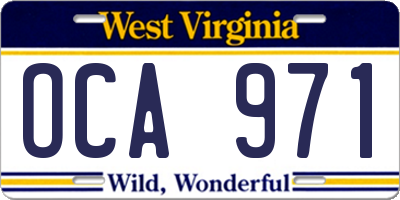 WV license plate OCA971
