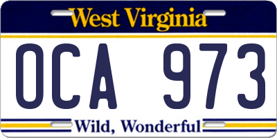 WV license plate OCA973
