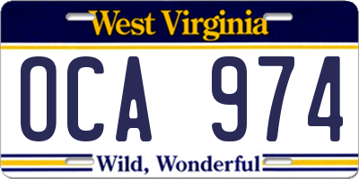WV license plate OCA974