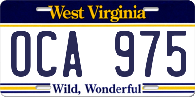 WV license plate OCA975