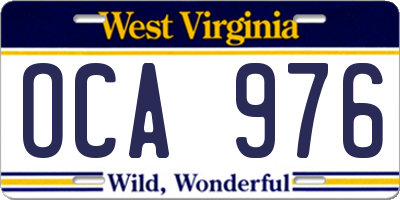 WV license plate OCA976