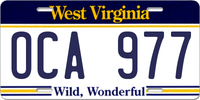 WV license plate OCA977