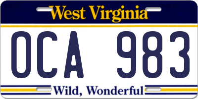 WV license plate OCA983