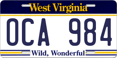 WV license plate OCA984