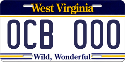 WV license plate OCB000