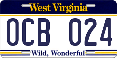 WV license plate OCB024
