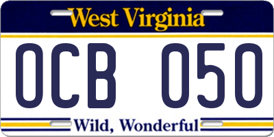WV license plate OCB050