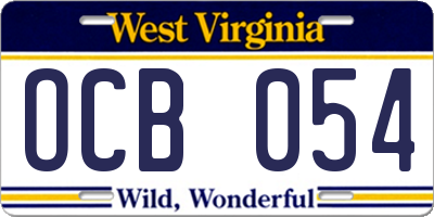 WV license plate OCB054