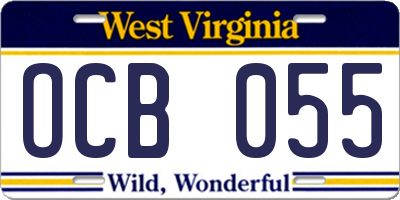 WV license plate OCB055