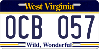 WV license plate OCB057