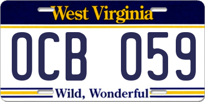 WV license plate OCB059