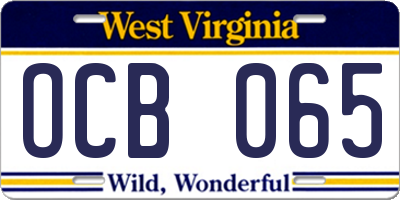 WV license plate OCB065