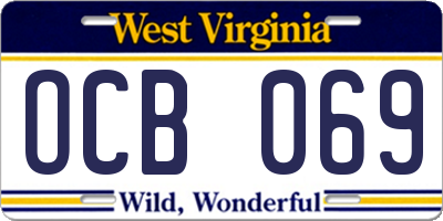 WV license plate OCB069
