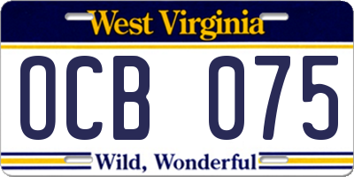 WV license plate OCB075