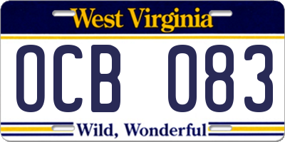 WV license plate OCB083