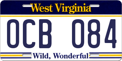 WV license plate OCB084