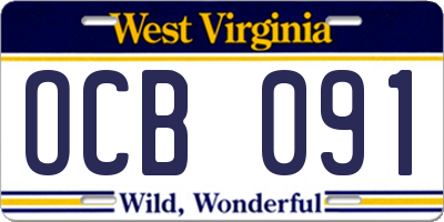 WV license plate OCB091