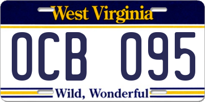 WV license plate OCB095