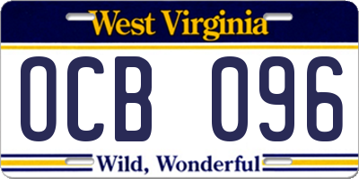 WV license plate OCB096
