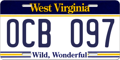 WV license plate OCB097