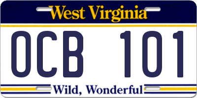 WV license plate OCB101