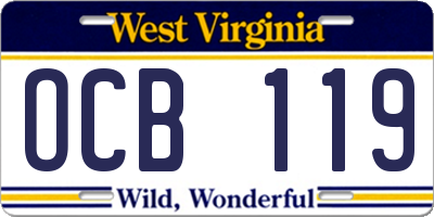 WV license plate OCB119