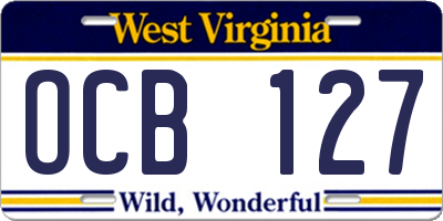 WV license plate OCB127