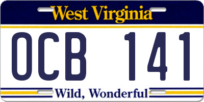 WV license plate OCB141