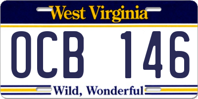 WV license plate OCB146