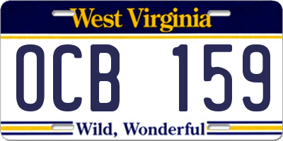 WV license plate OCB159