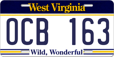 WV license plate OCB163