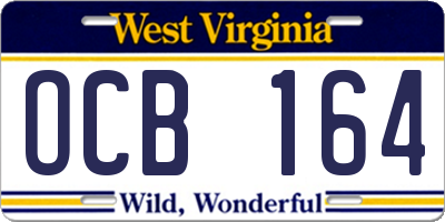 WV license plate OCB164