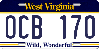 WV license plate OCB170